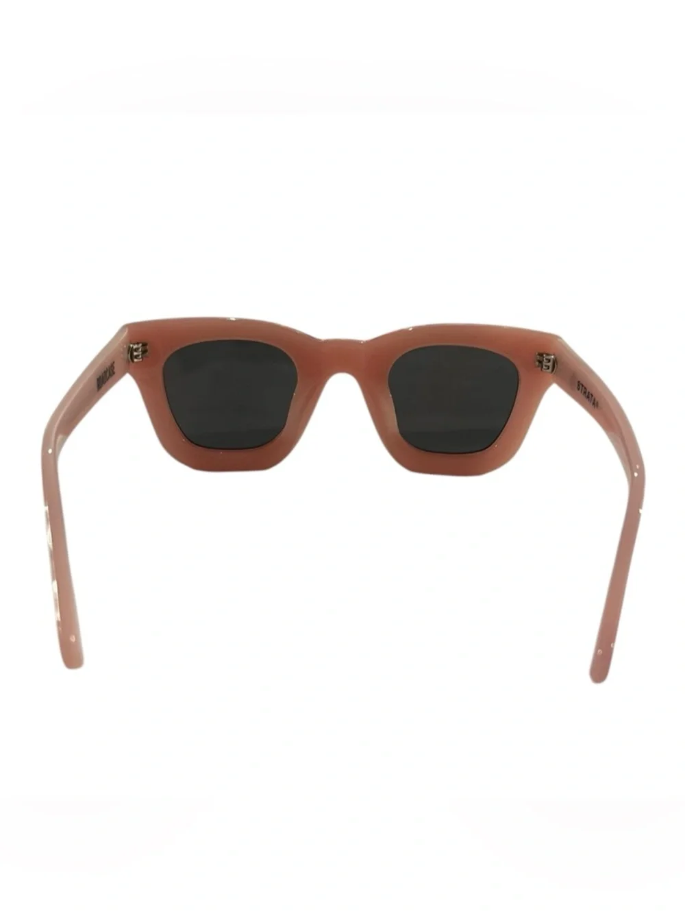 Strata Roadcase Pink Acetate Smoke Polarized Lens Rectangular Sunglasses W/Case